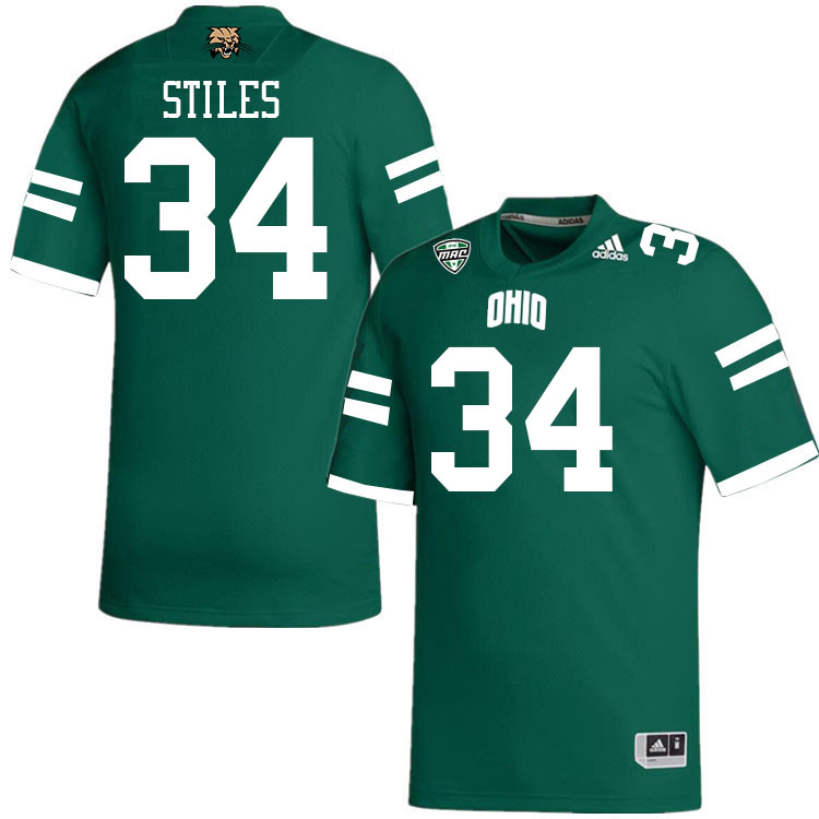 Ohio Bobcats #34 Lukas Stiles College Football Jerseys Stitched-Green